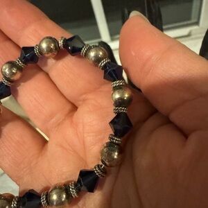 Elegant Silver and Blue Beaded Bracelet